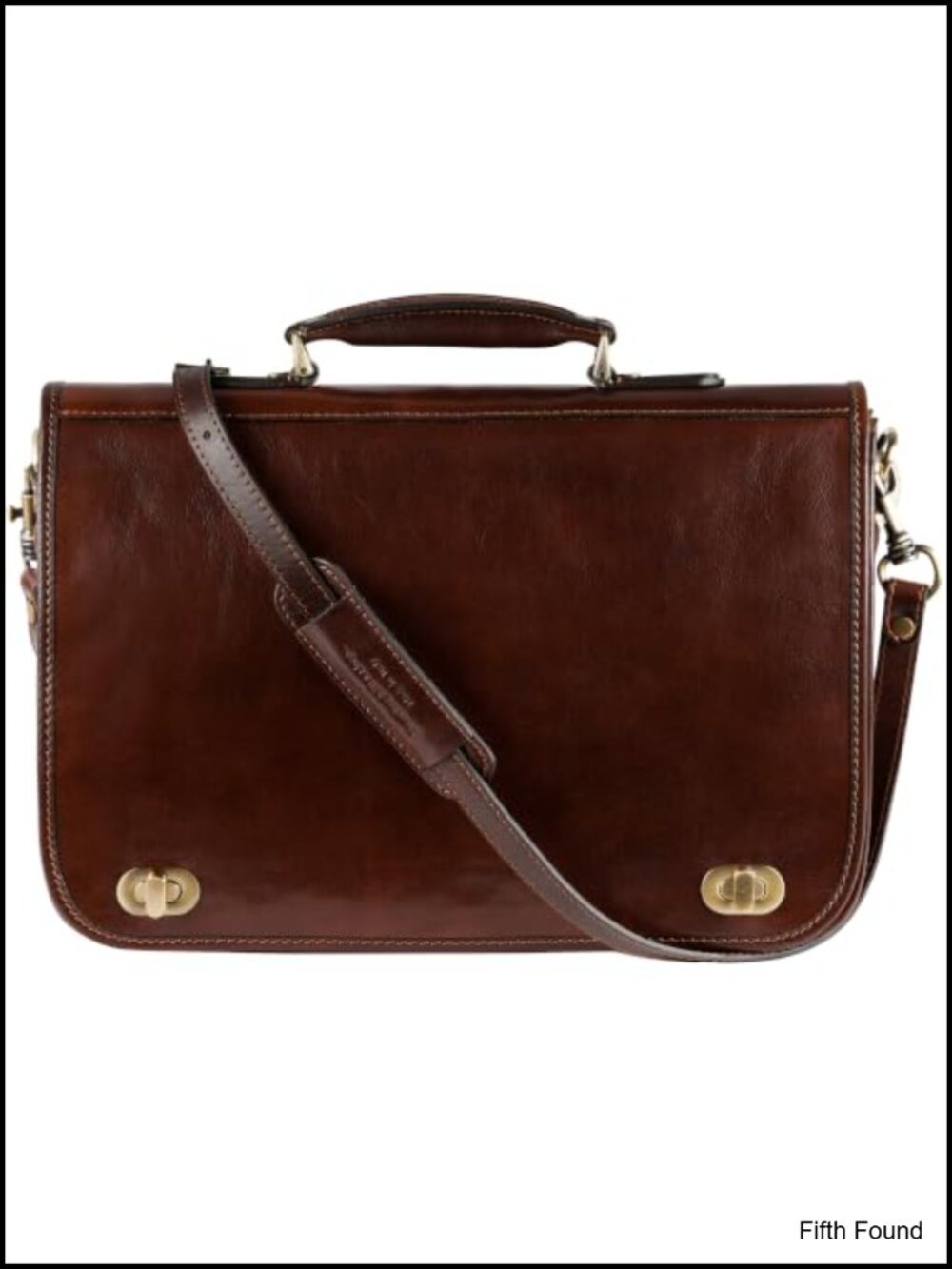 Italian Full Grain Leather Laptop Briefcase Messenger Bag